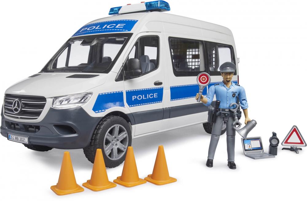 Bruder Spielfahrzeug Polizei MB Sprinter Polizei Einsatzfahrzeug mit Polizist und L+S 02683