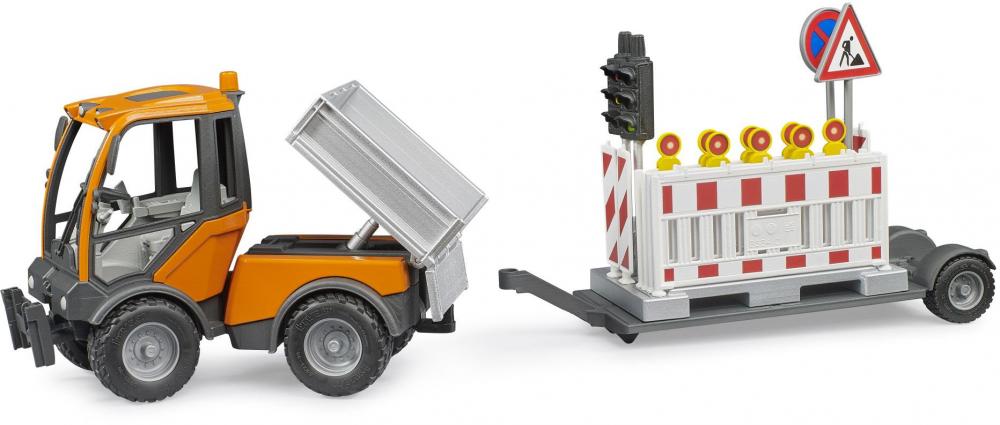 Bruder Spielfahrzeug Nutzfahrzeug Special Car Kommunal Pritsche und Verkehrssicherungsanhänger 02693