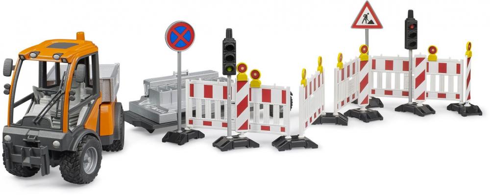 Bruder Spielfahrzeug Nutzfahrzeug Special Car Kommunal Pritsche und Verkehrssicherungsanhänger 02693