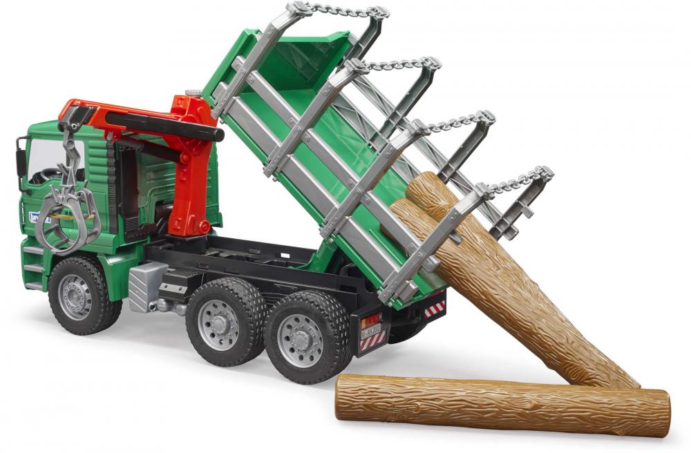 Bruder Spielfahrzeug Kipper MAN TGA Holztransport-LKW mit Ladekran und 3 Baumstämmen 02769