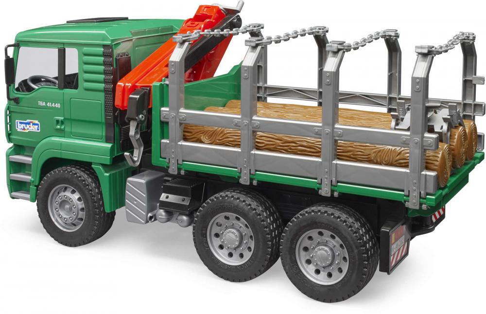 Bruder Spielfahrzeug Kipper MAN TGA Holztransport-LKW mit Ladekran und 3 Baumstämmen 02769