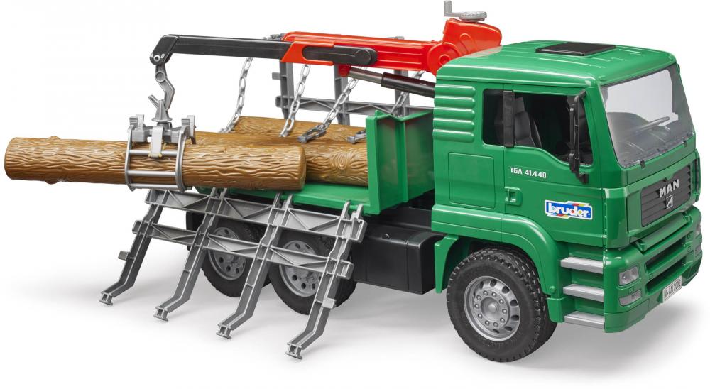 Bruder Spielfahrzeug Kipper MAN TGA Holztransport-LKW mit Ladekran und 3 Baumstämmen 02769