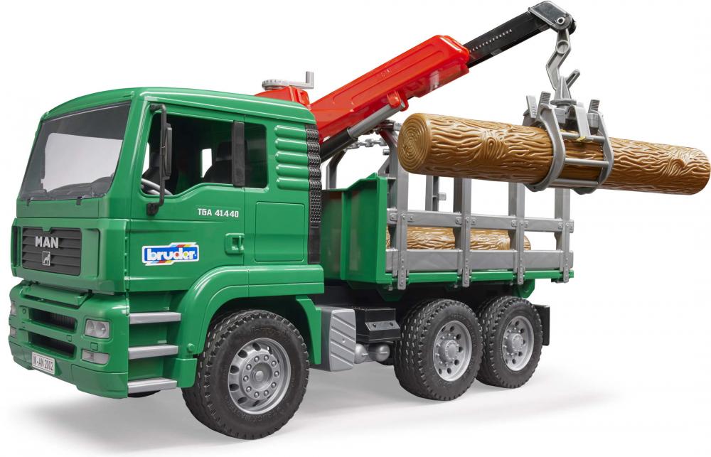 Bruder Spielfahrzeug Kipper MAN TGA Holztransport-LKW mit Ladekran und 3 Baumstämmen 02769