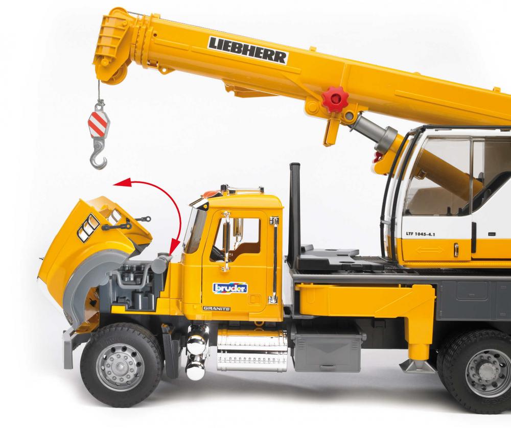 Bruder Spielfahrzeug Baustelle Kran MACK Granite Liebherr Kran-LKW 02818