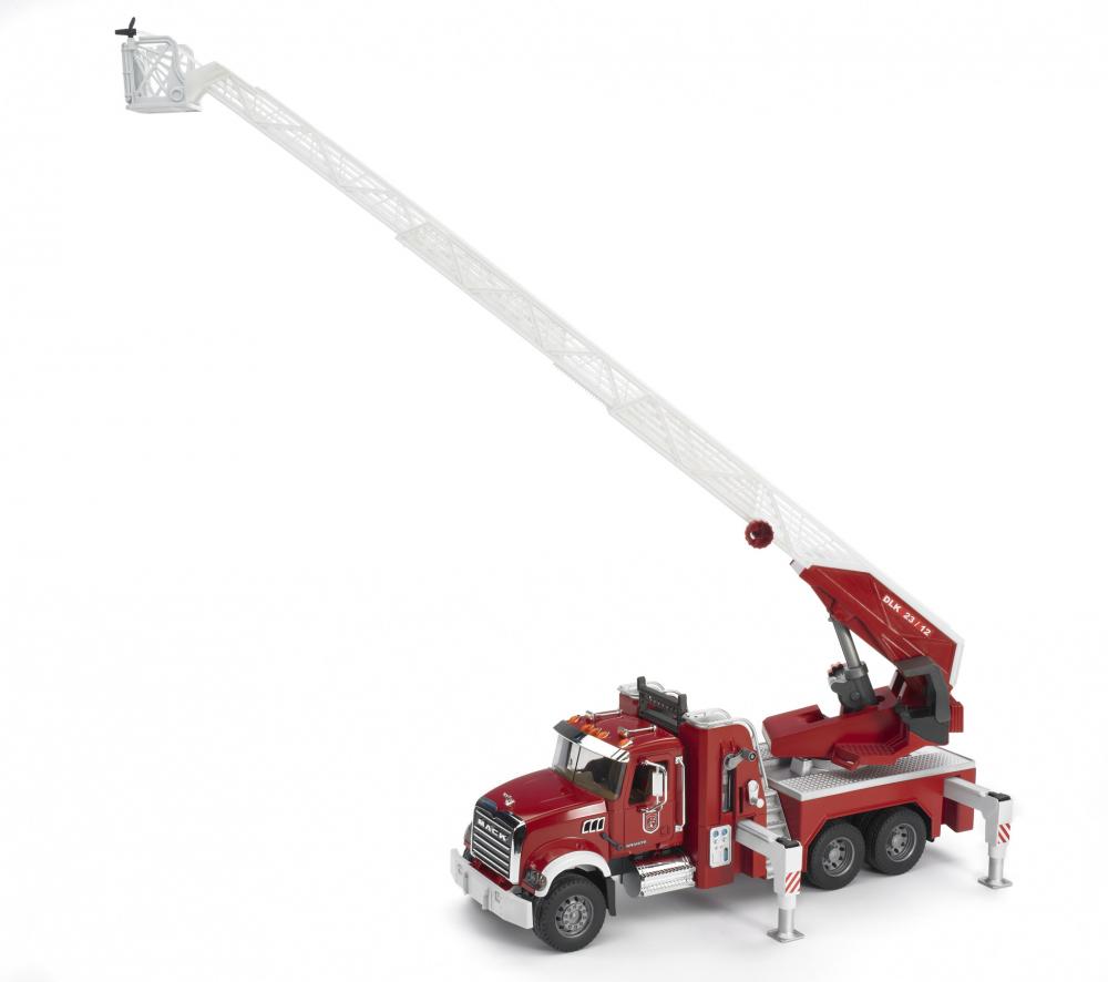 Bruder Spielfahrzeug Feuerwehr MACK Granite Feuerwehr mit Drehleiter, Wasserpritze, L+S Modul 02821