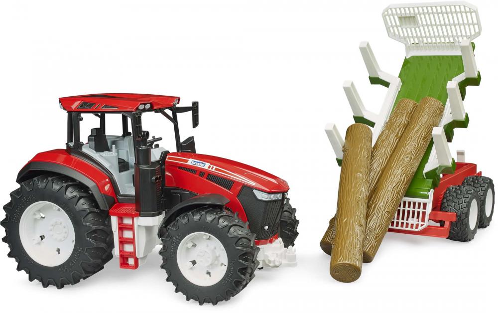 Bruder Spielfahrzeug Roadmax Traktor ROADMAX Traktor mit Rückean- hänger und 3 Baumstämmen 03453