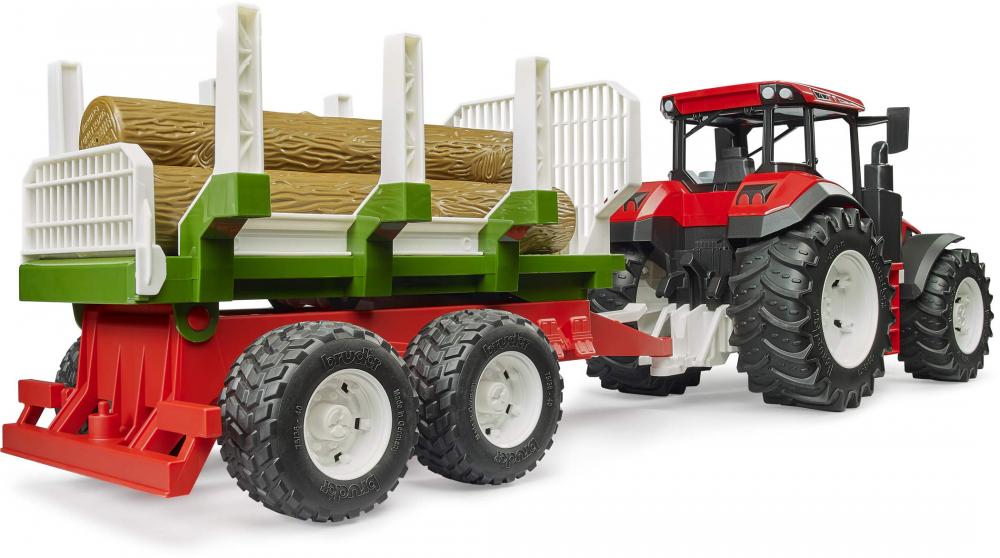 Bruder Spielfahrzeug Roadmax Traktor ROADMAX Traktor mit Rückean- hänger und 3 Baumstämmen 03453