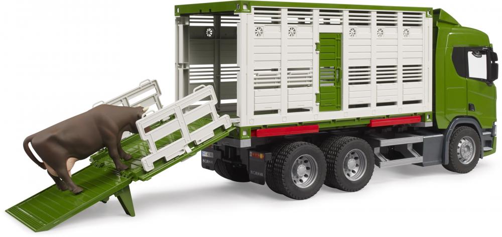 Bruder Spielfahrzeug Landwirtschaft Bauernhof Scania Super 560R Tiertransport-LKW mit 1 Rind 03548