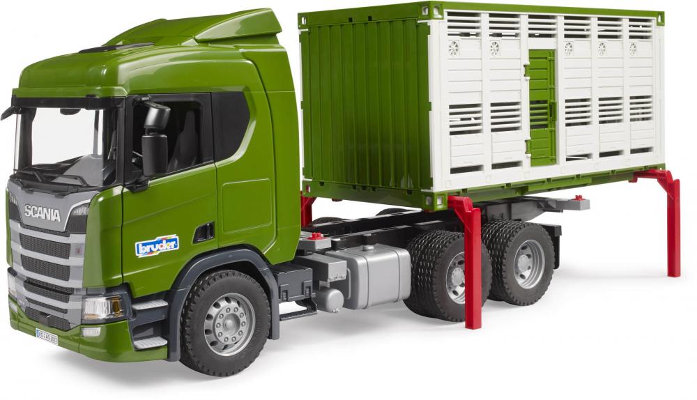 Bruder Spielfahrzeug Landwirtschaft Bauernhof Scania Super 560R Tiertransport-LKW mit 1 Rind 03548