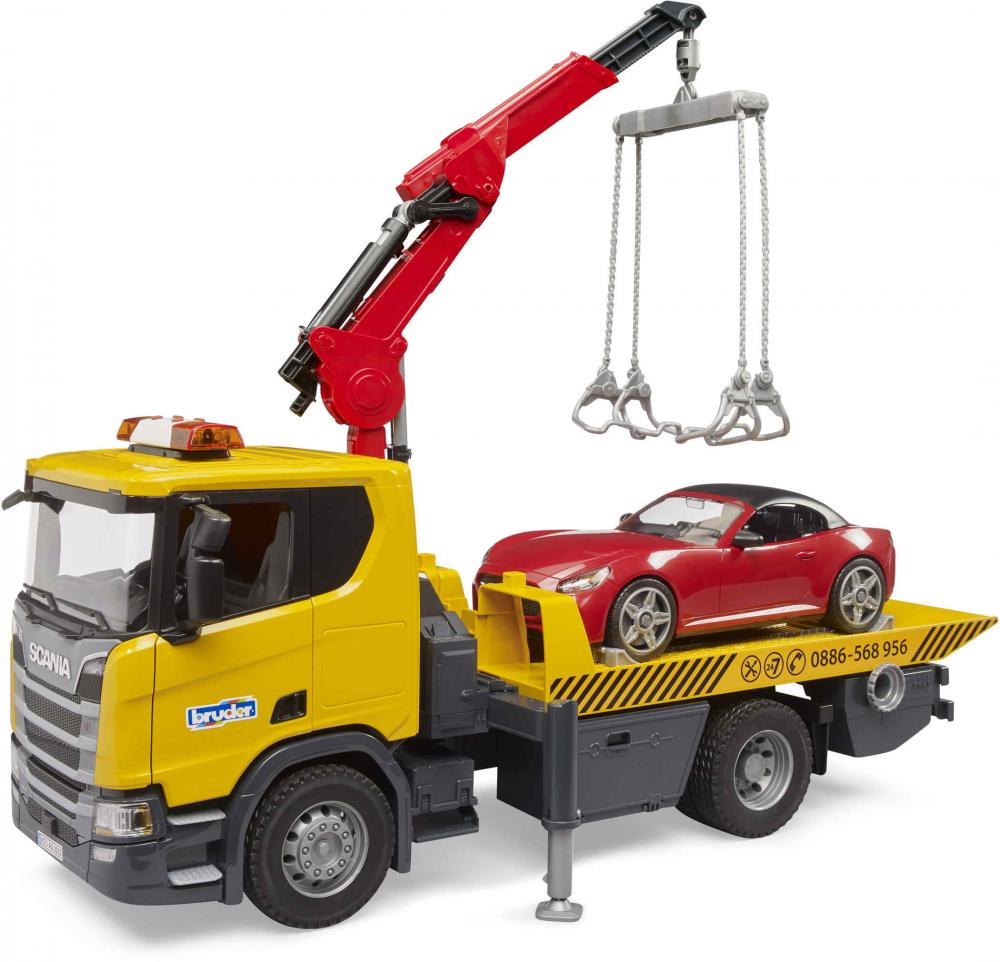 Bruder Spielfahrzeug Service-Fahrzeuge Scania Super 560R Abschlepp LKW L+S Modul + Roadster 03552