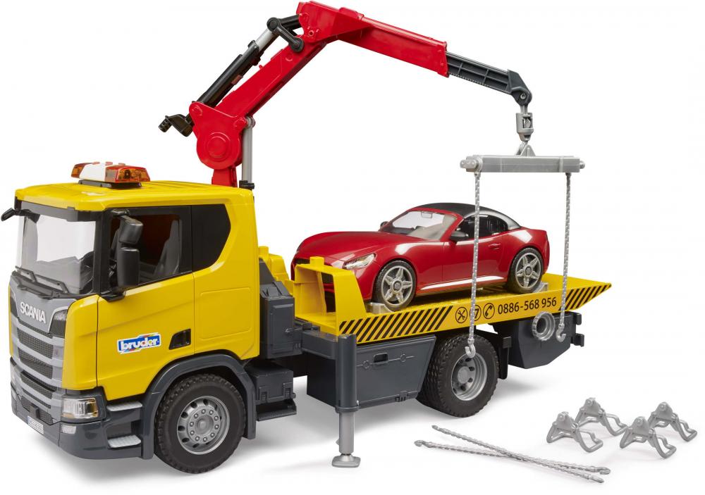 Bruder Spielfahrzeug Service-Fahrzeuge Scania Super 560R Abschlepp LKW L+S Modul + Roadster 03552