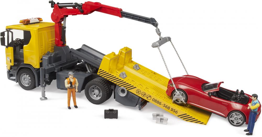 Bruder Spielfahrzeug Service-Fahrzeuge Scania Super 560R Abschlepp LKW L+S Modul + Roadster 03552