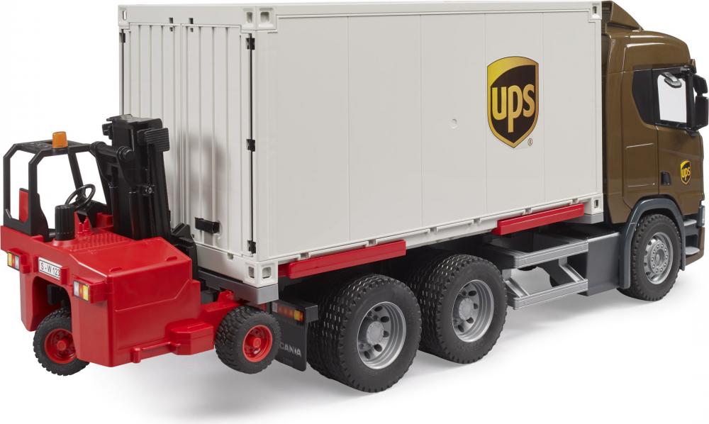 Bruder Spielfahrzeug Nutzfahrzeug LKW Scania Super 560R UPS Logistik LKW mit Mitnahmestapler 03582