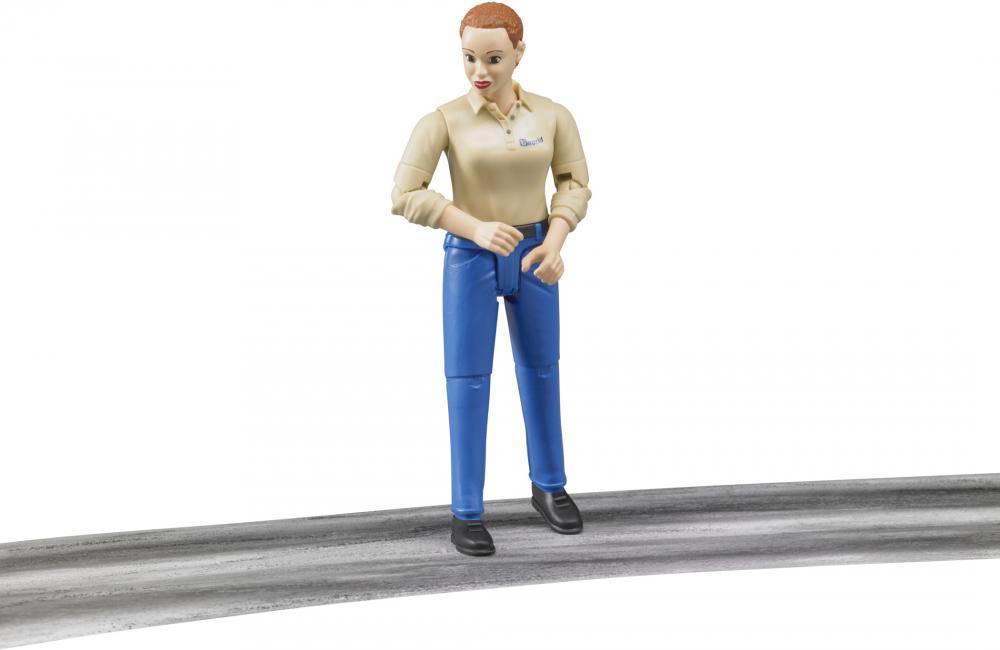 Bruder Spielfigur Baustelle bworld Frau heller Hauttyp, blaue Hose 60408