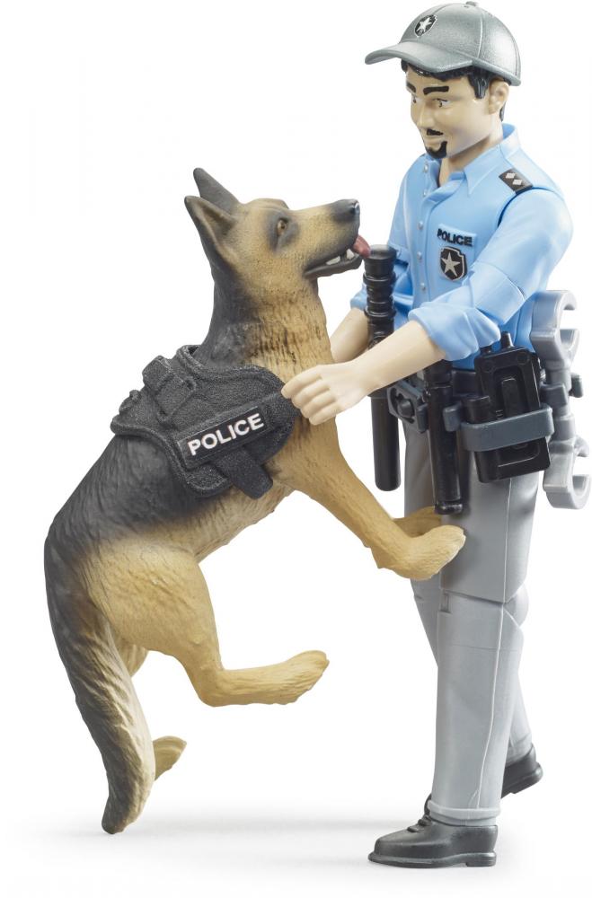 Bruder Spielfigur Einsatzfahrzeuge bworld Polizist mit Hund 62150
