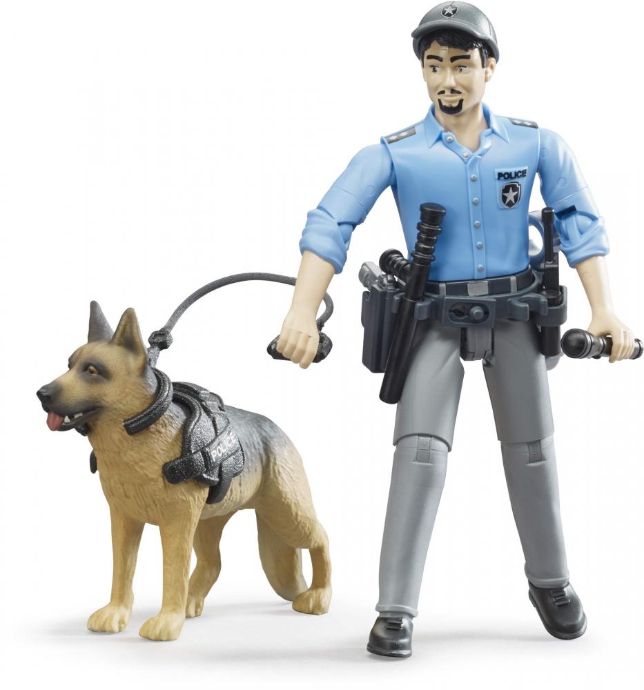 Bruder Spielfigur Einsatzfahrzeuge bworld Polizist mit Hund 62150