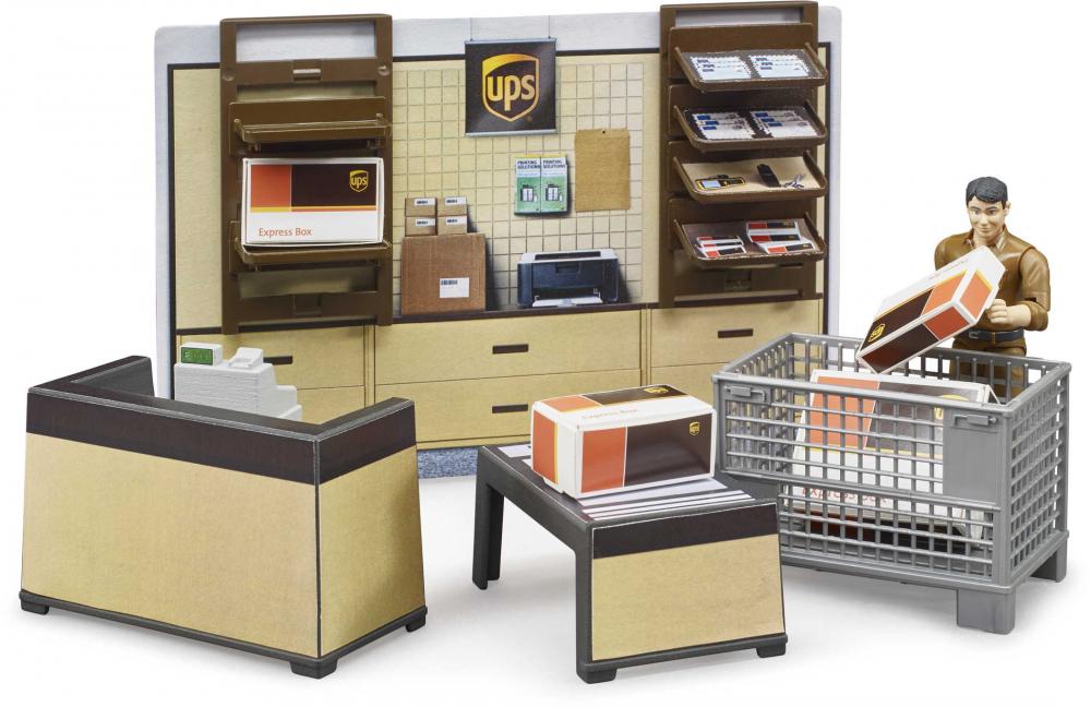 Bruder Spielfiguren Set Nutzfahrzeug bworld UPS Paketshop mit Figur 62250