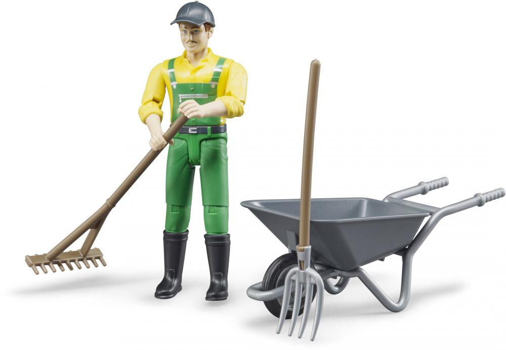 Bruder Spielfiguren Set Bauernhof bworld Landwirt mit Zubehör 62610