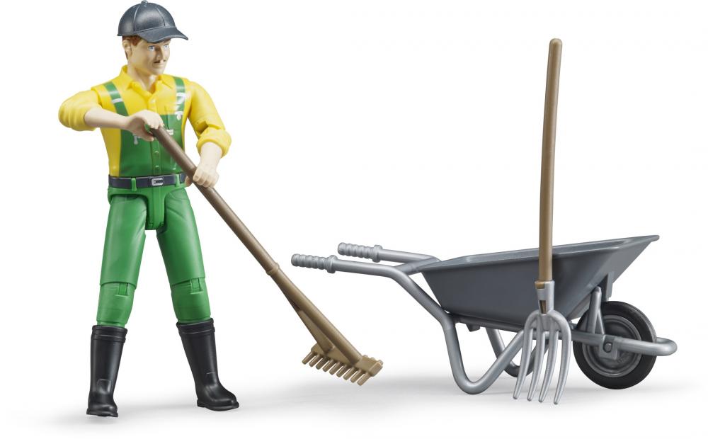 Bruder Spielfiguren Set Bauernhof bworld Landwirt mit Zubehör 62610