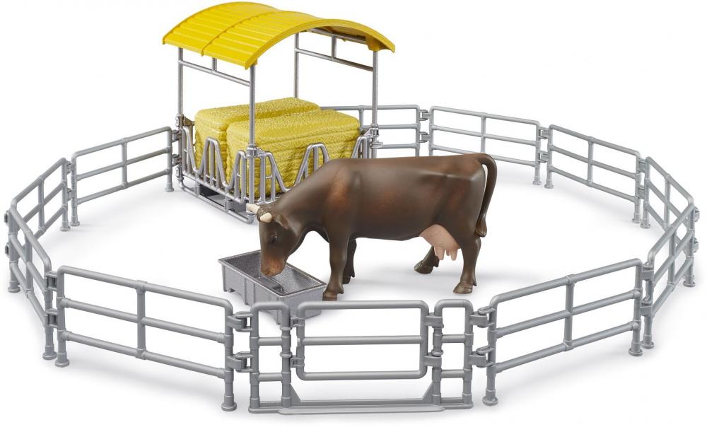Bruder Spielfahrzeug Landwirtschaft Zubehör Heuraufe mit Zaun und Kuh 62612