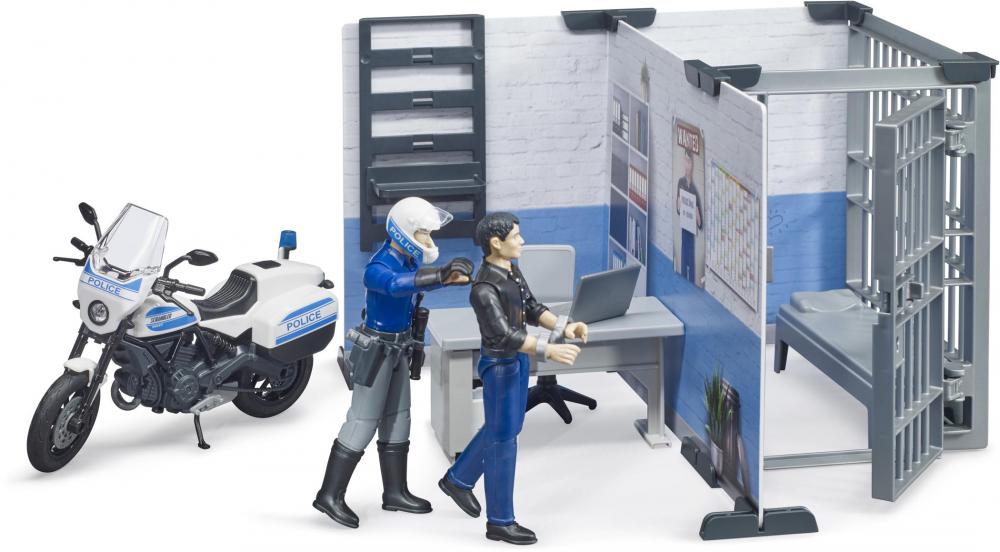 Bruder Spielfiguren Set bworld Einsatzfahrzeuge Polizeistation Polizeimotorrad und 2 Figuren 62732