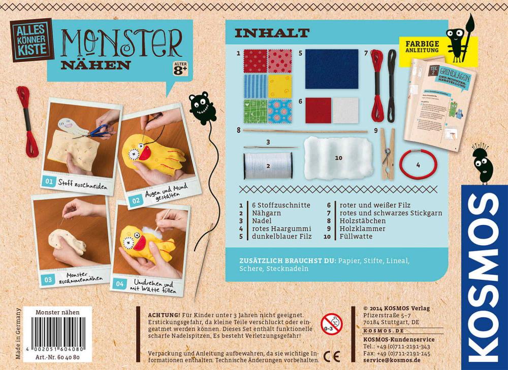 Kosmos Spielzeug Kreativität Basteln Monster nähen 604080
