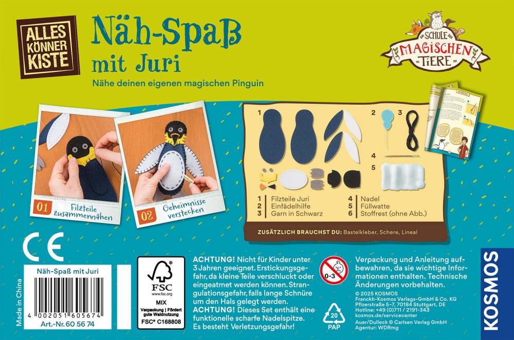 Kosmos Spielzeug Kreativität Basteln Die Schule der magischen Tiere Nähspaß mit Juri 605674