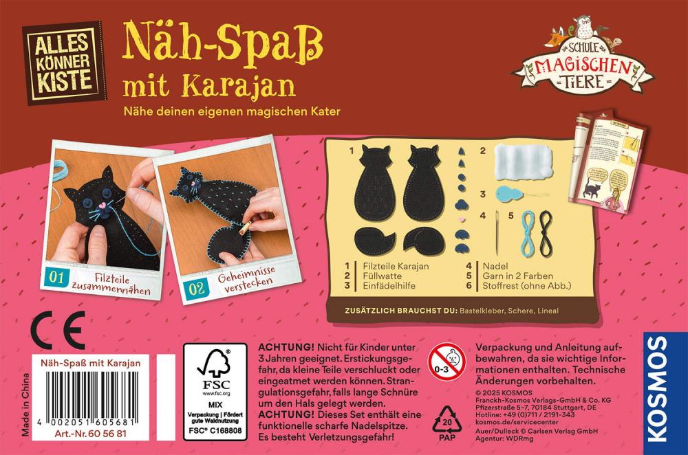 Kosmos Spielzeug Kreativität Basteln Die Schule der magischen Tiere Nähspaß mit Karajan 605681
