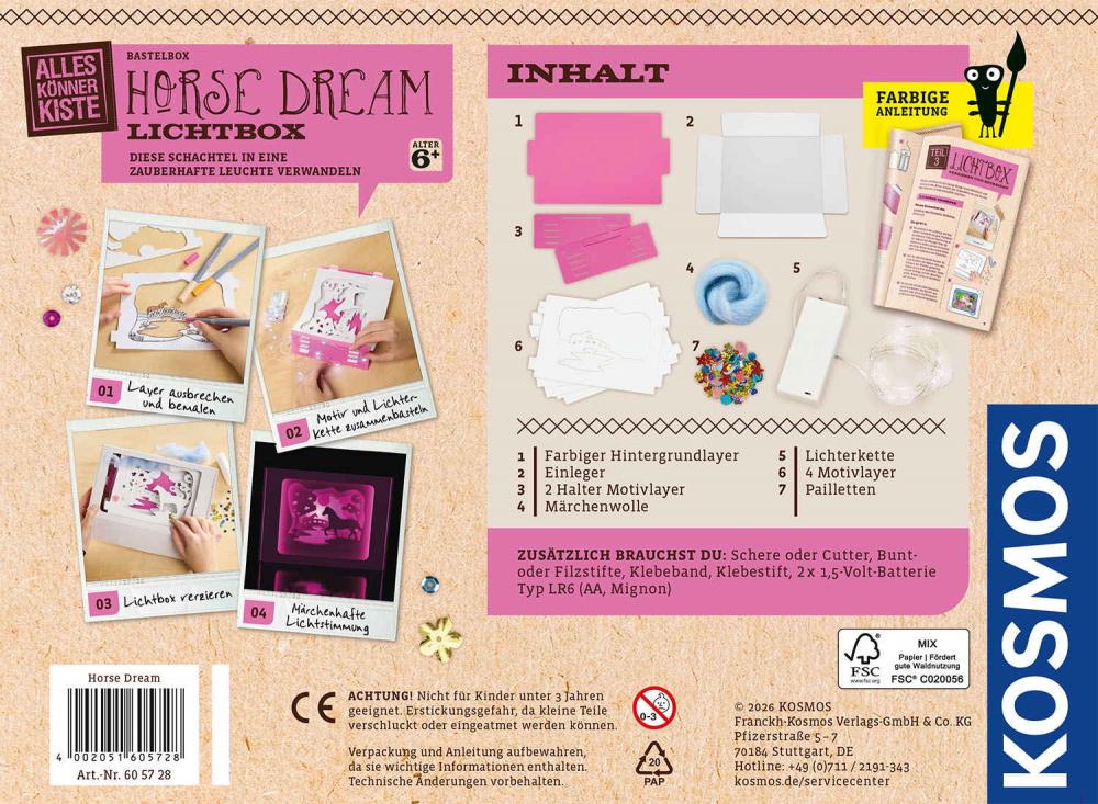 Kosmos Spielzeug Kreativität Basteln Horse Dream Lichtbox 605728