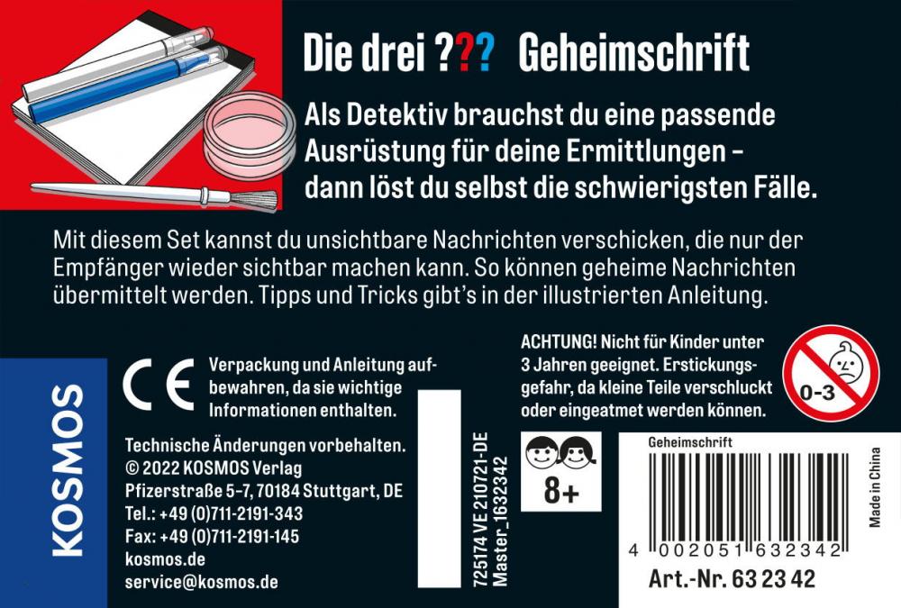 Kosmos Spielzeug Rollenspiel Detektiv Die drei ??? Geheimschrift 632342