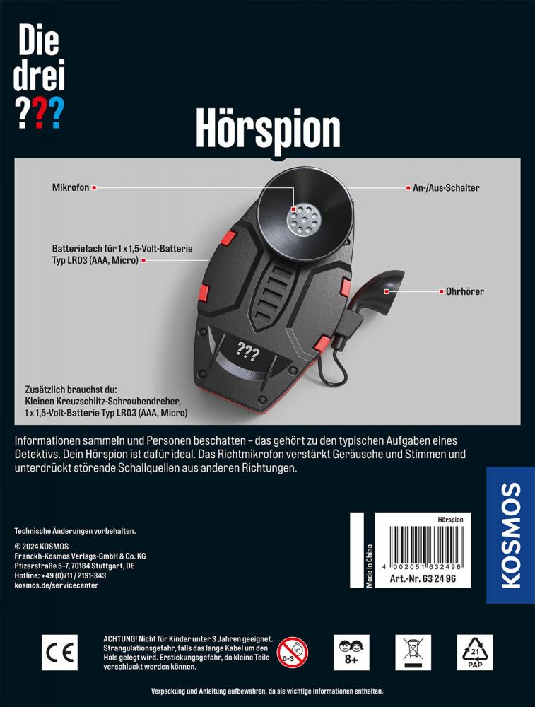 Kosmos Spielzeug Rollenspiel Detektiv Die drei ??? Hörspion 632496