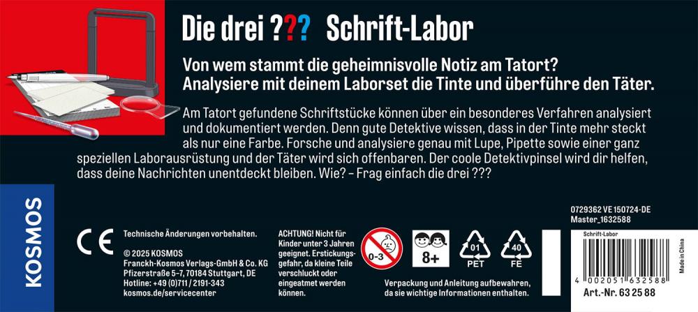 Kosmos Spielzeug Rollenspiel Detektiv Die drei ??? Schrift-Labor 632588