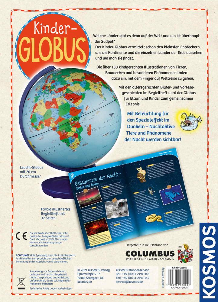 Kosmos Experimentieren Geografie & Universum Kinder-Globus 673024