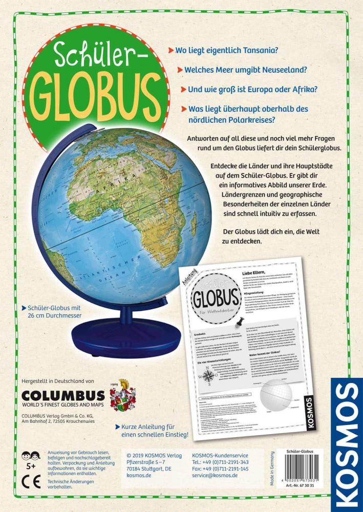 Kosmos Experimentieren Geografie & Universum Schüler-Globus 673031