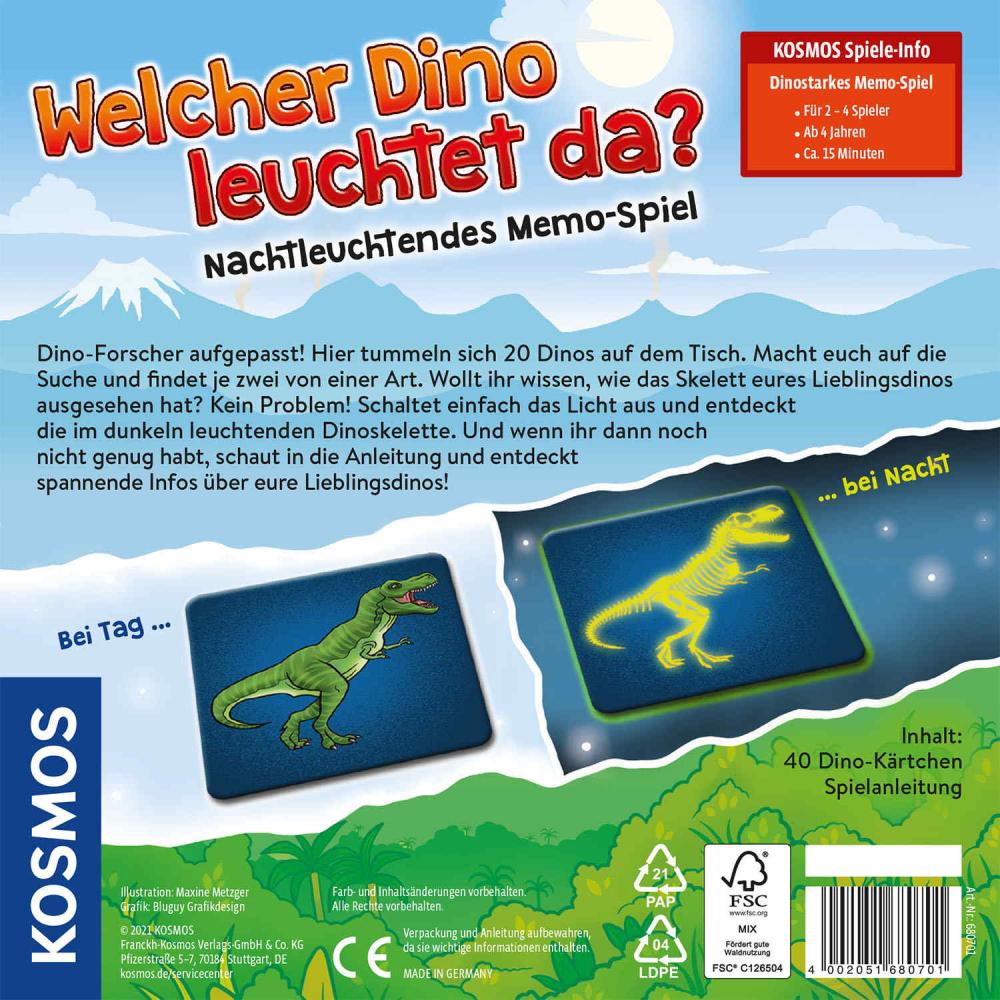 Kosmos Kinderspiel Memospiel Welcher Dino leuchtet da? 680701