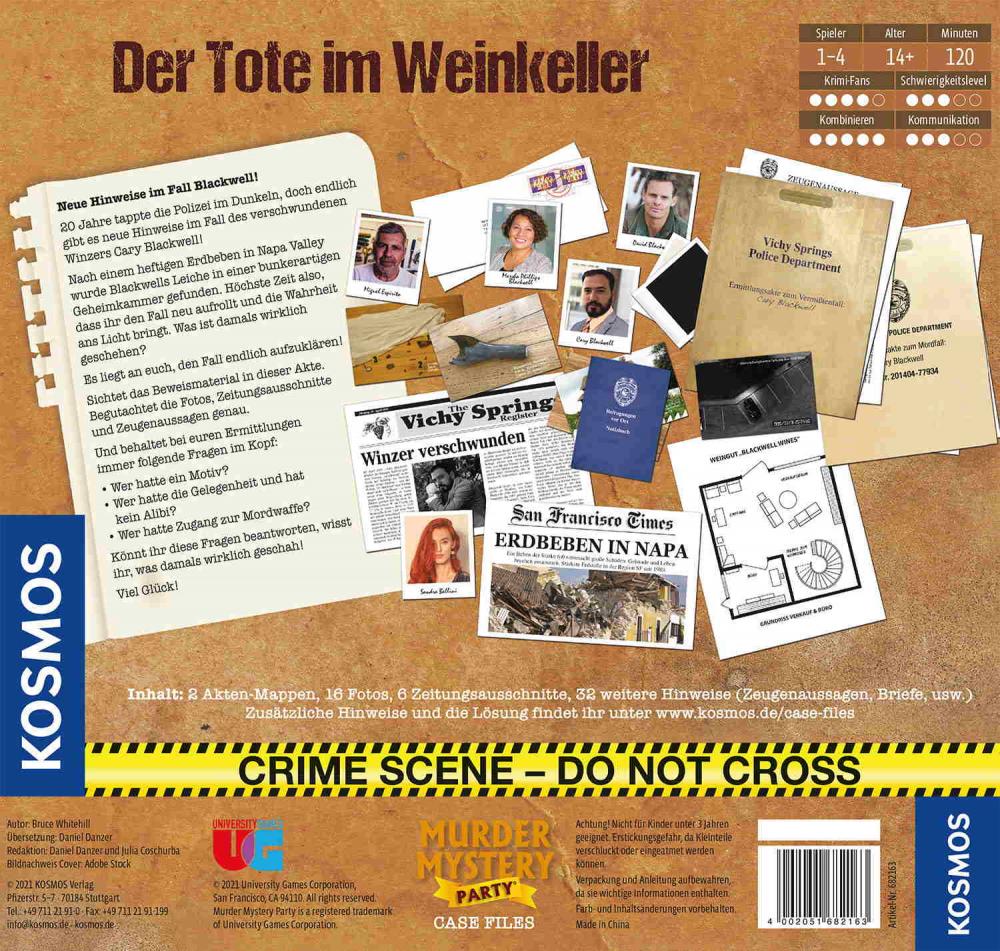 Kosmos Familienspiel Krimispiel Murder Mystery Case File Der Tote im Weinkeller 682163