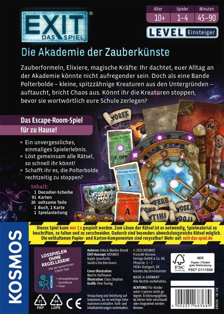 Kosmos Familienspiel Escape EXIT® Die Akademie der Zauberkünste Level Einsteiger 683689