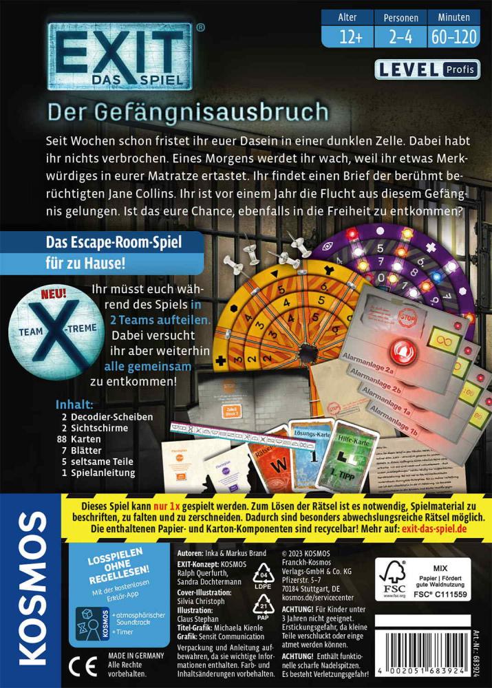 Kosmos Familienspiel Escape EXIT® Der Gefängnisausbruch Level Profi 683924