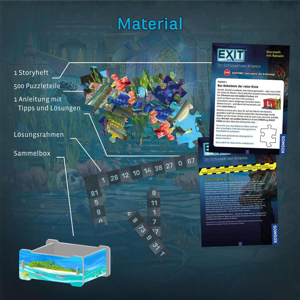 500 Teile Kosmos Familienspiel Escape EXIT® Das Puzzle Der Schlüssel von Atlantis 683962
