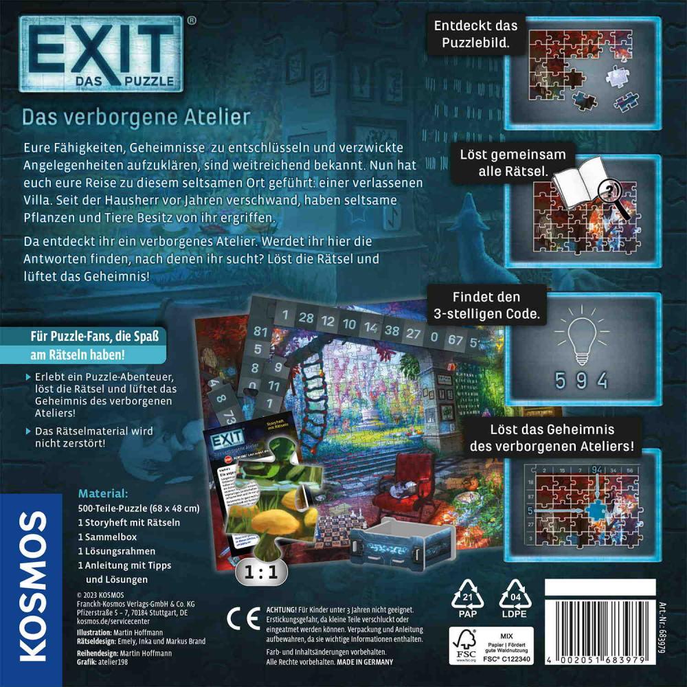 500 Teile Kosmos Escape EXIT® Das Puzzle Das verborgene Atelier 683979