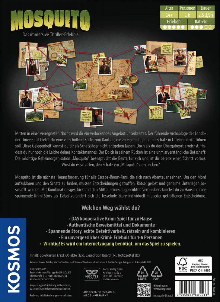 Kosmos Familienspiel Krimispiel Masters of crime Mosquito 684433