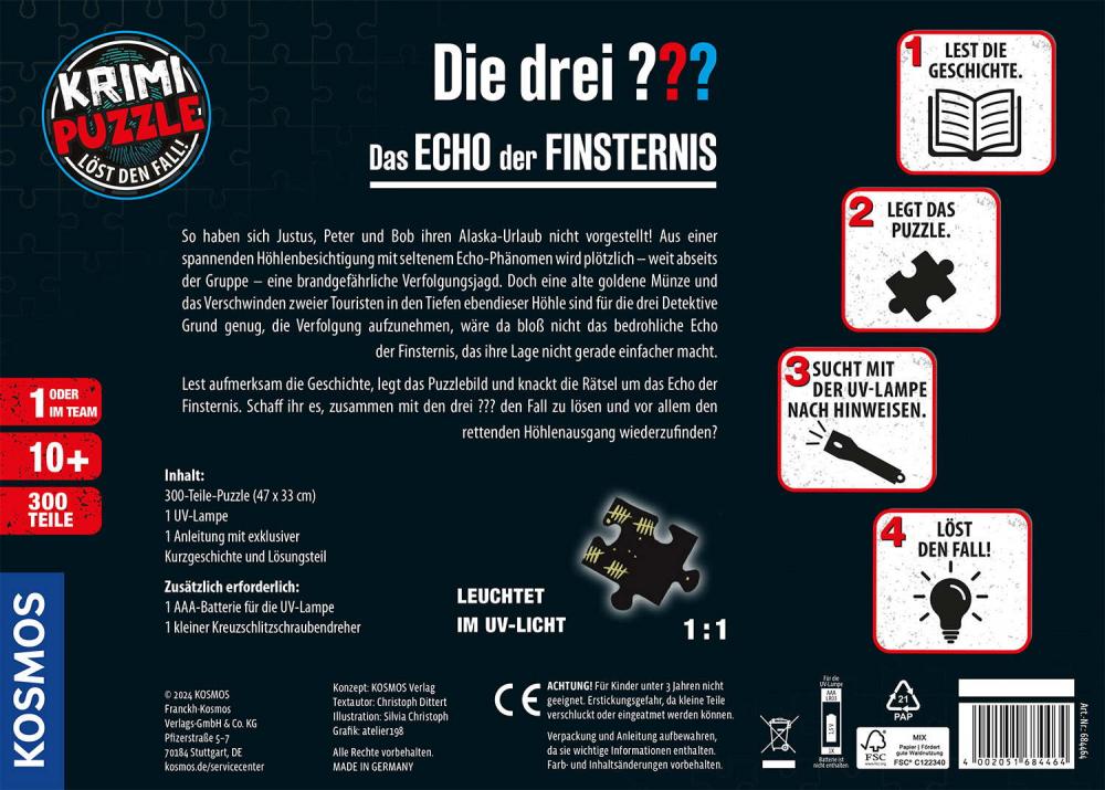 300 Teile Kosmos Familienspiel Krimispiel Krimipuzzle Die drei ??? Echo der Finsternis 684464