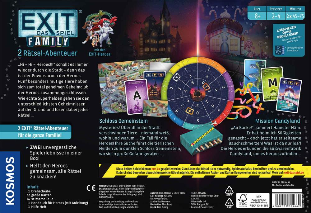 Kosmos Familienspiel Escape EXIT® Family Schloss Gemeinstein/Mission Candyland 684662