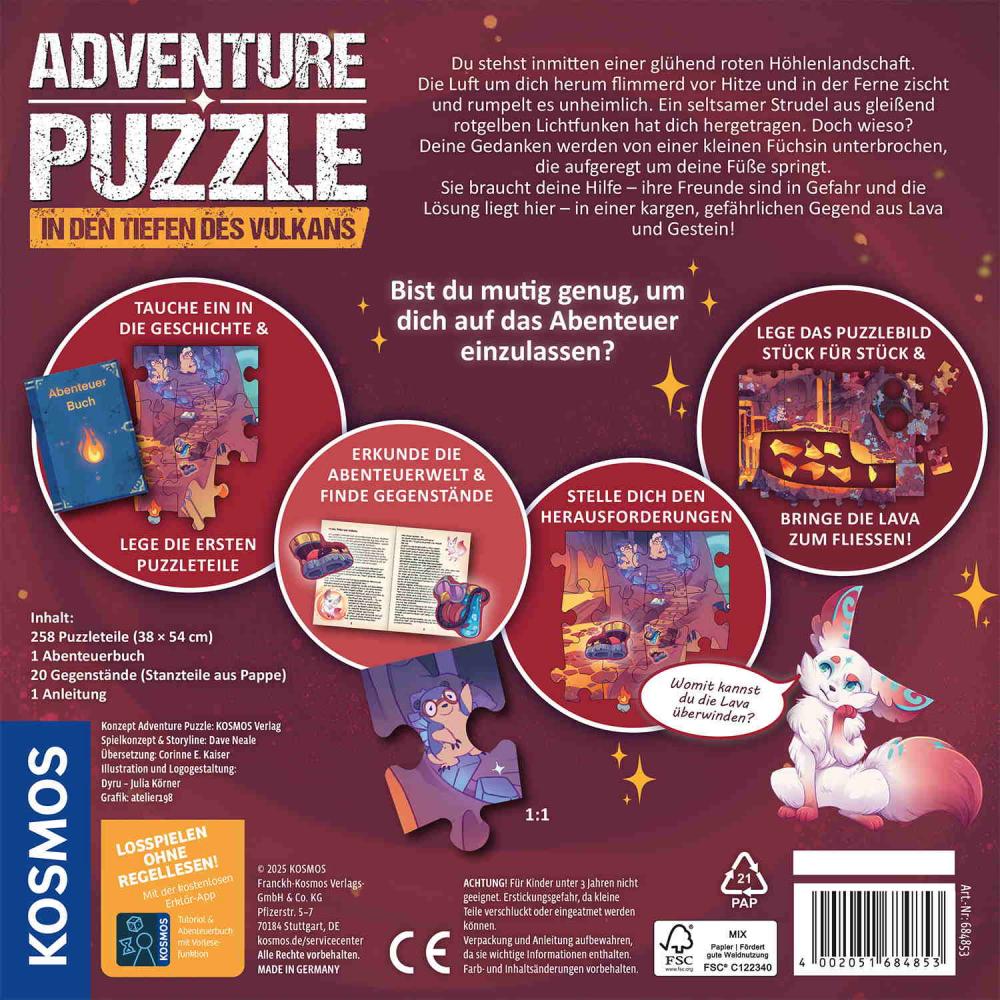 258 Teile Kosmos Familienspiel Krimispiel Adventurepuzzle In den Tiefen des Vulkans 684853