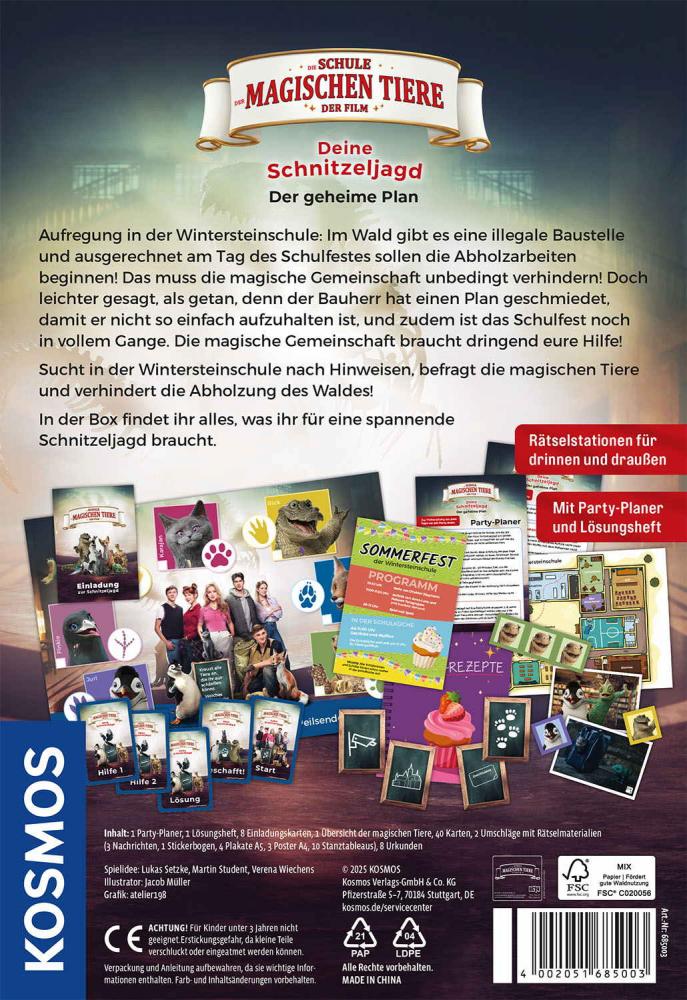 Kosmos Kinderspiel Partyspiel Die Schule der magischen Tiere Rätsel-Party Deine Schnitzeljagd 685003