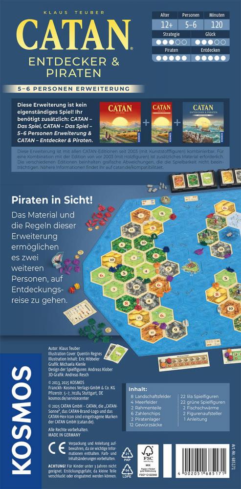 Kosmos Familienspiel Strategiespiel CATAN Entdecker & Piraten Spieler 5+6 685171