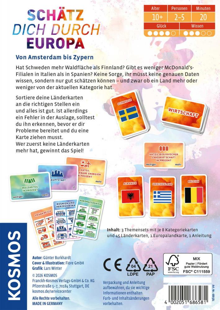Kosmos Familienspiel Partyspiel Schätz dich durch Europa 686581