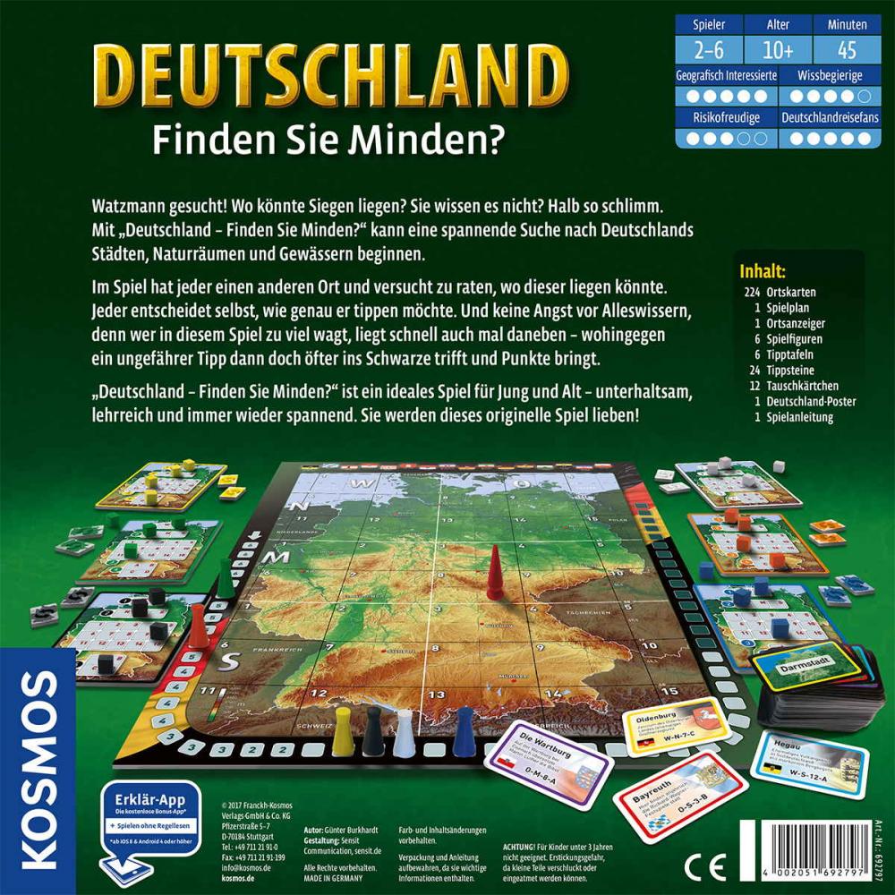 Kosmos Familienspiel Suchspiel Deutschland - Finden Sie Minden? 692797
