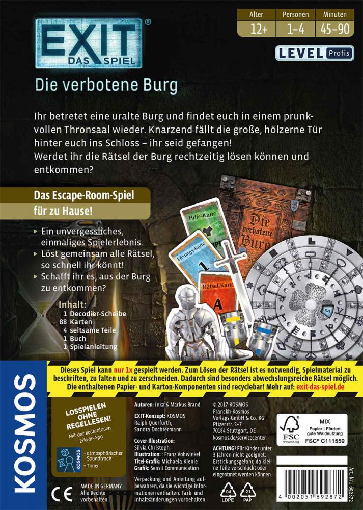 Kosmos Familienspiel Escape EXIT® Die verbotene Burg Level Profi 692872
