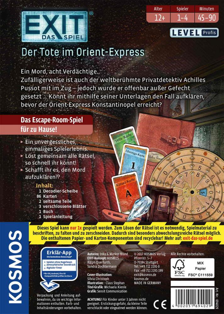 Kosmos Familienspiel Escape EXIT® Der Tote im Orient-Express Level Profi 694029